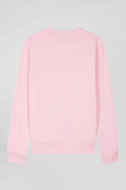 Regular pink brushed cotton fleece sweatshirt