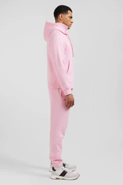 Regular pink brushed cotton fleece hoodie