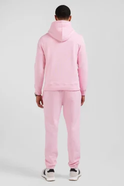 Regular pink brushed cotton fleece hoodie