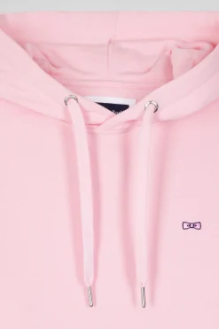Regular pink brushed cotton fleece hoodie