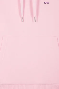Regular pink brushed cotton fleece hoodie