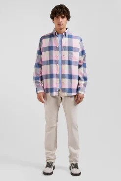 Regular pink checked cotton shirt