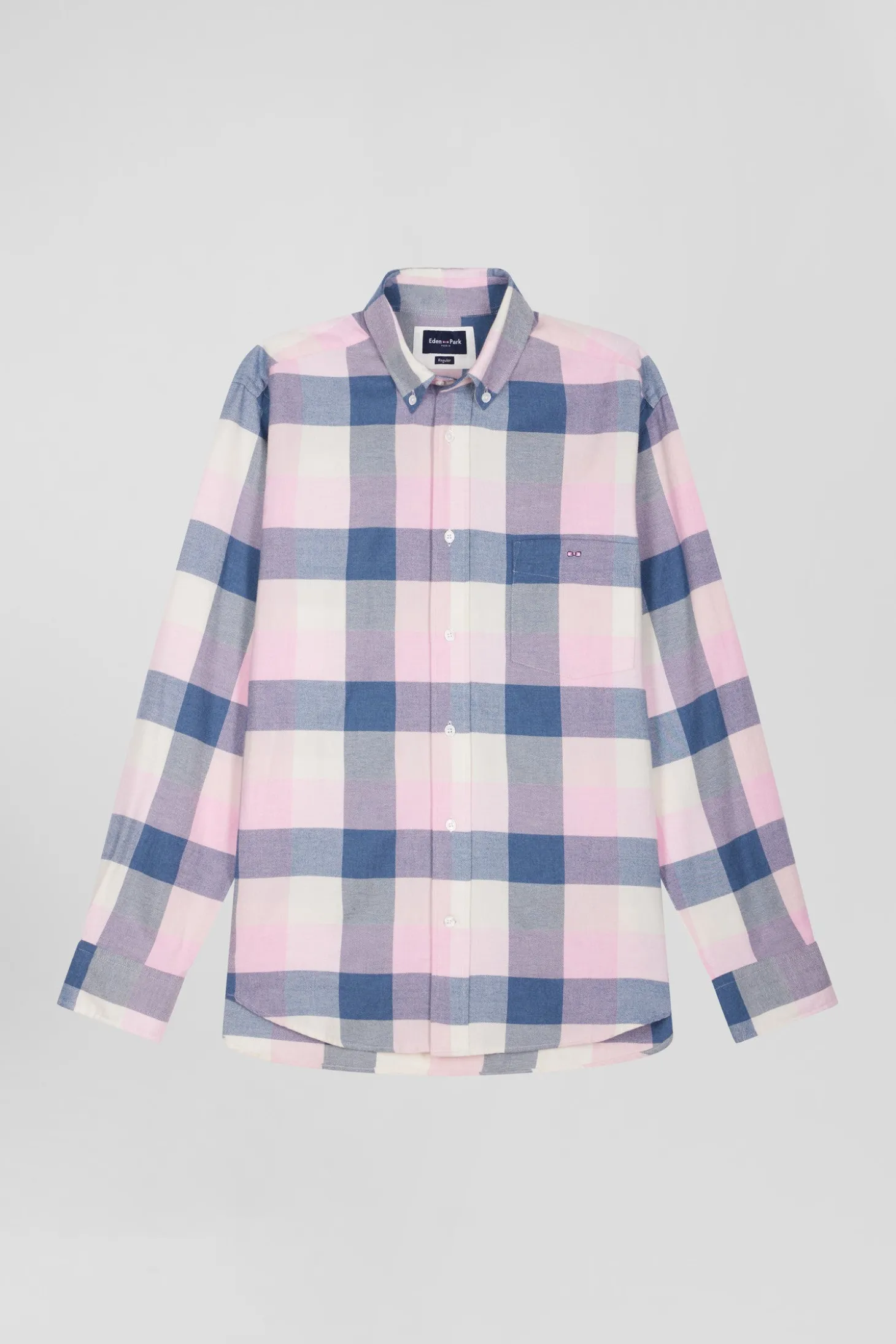 Regular pink checked cotton shirt