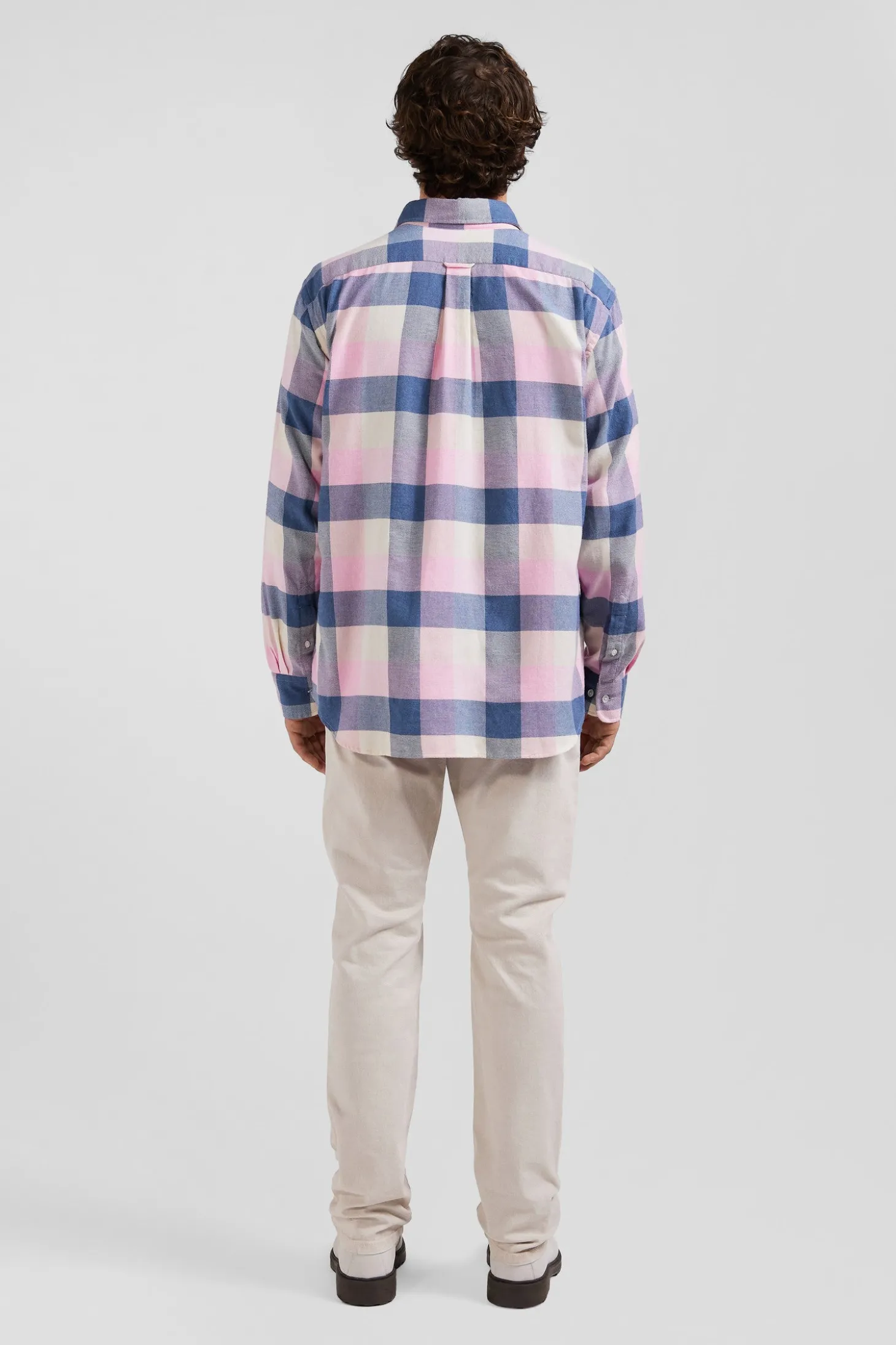 Regular pink checked cotton shirt