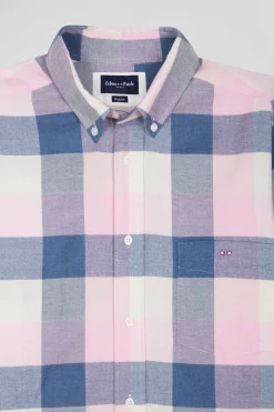 Regular pink checked cotton shirt