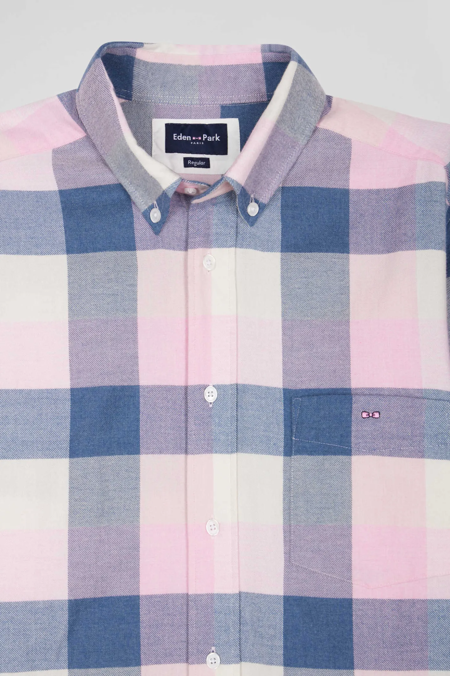 Regular pink checked cotton shirt