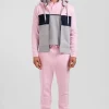 Regular pink colorblock zipped cotton hoodie