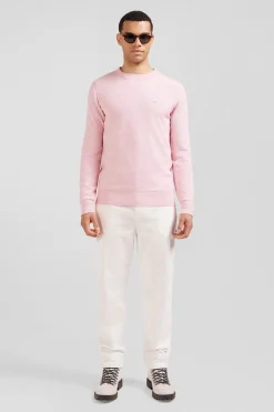 Regular pink cotton crew neck jumper