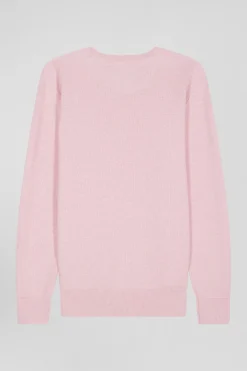 Regular pink cotton crew neck jumper