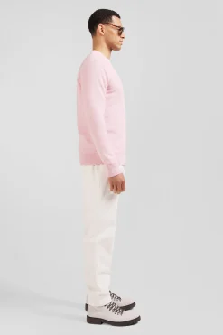Regular pink cotton crew neck jumper
