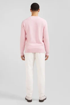 Regular pink cotton crew neck jumper
