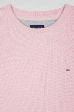Regular pink cotton crew neck jumper