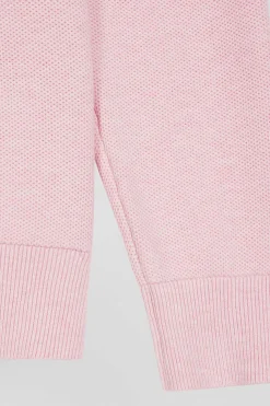 Regular pink cotton crew neck jumper