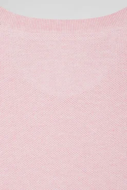 Regular pink cotton crew neck jumper