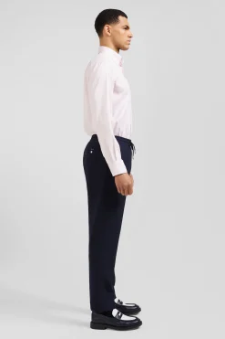 Regular pink cotton poplin shirt with baton stripes