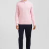 Regular pink cotton semi-zipped jumper