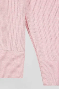 Regular pink cotton semi-zipped jumper