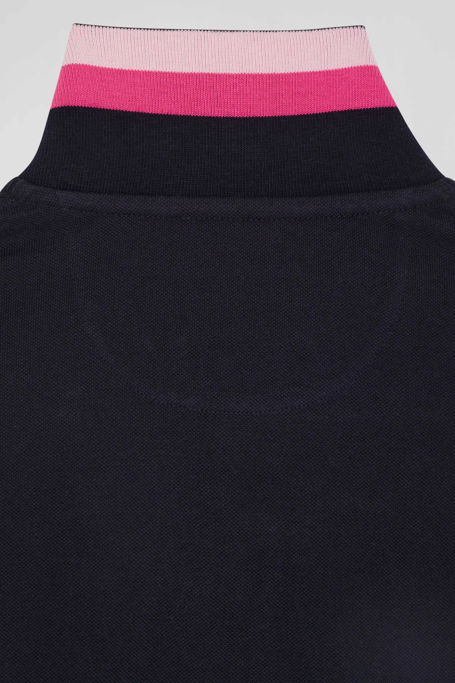 Regular pink long-sleeved cotton piqué polo shirt with sleeve embroidery
