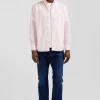 Regular pink striped cotton jacquard shirt