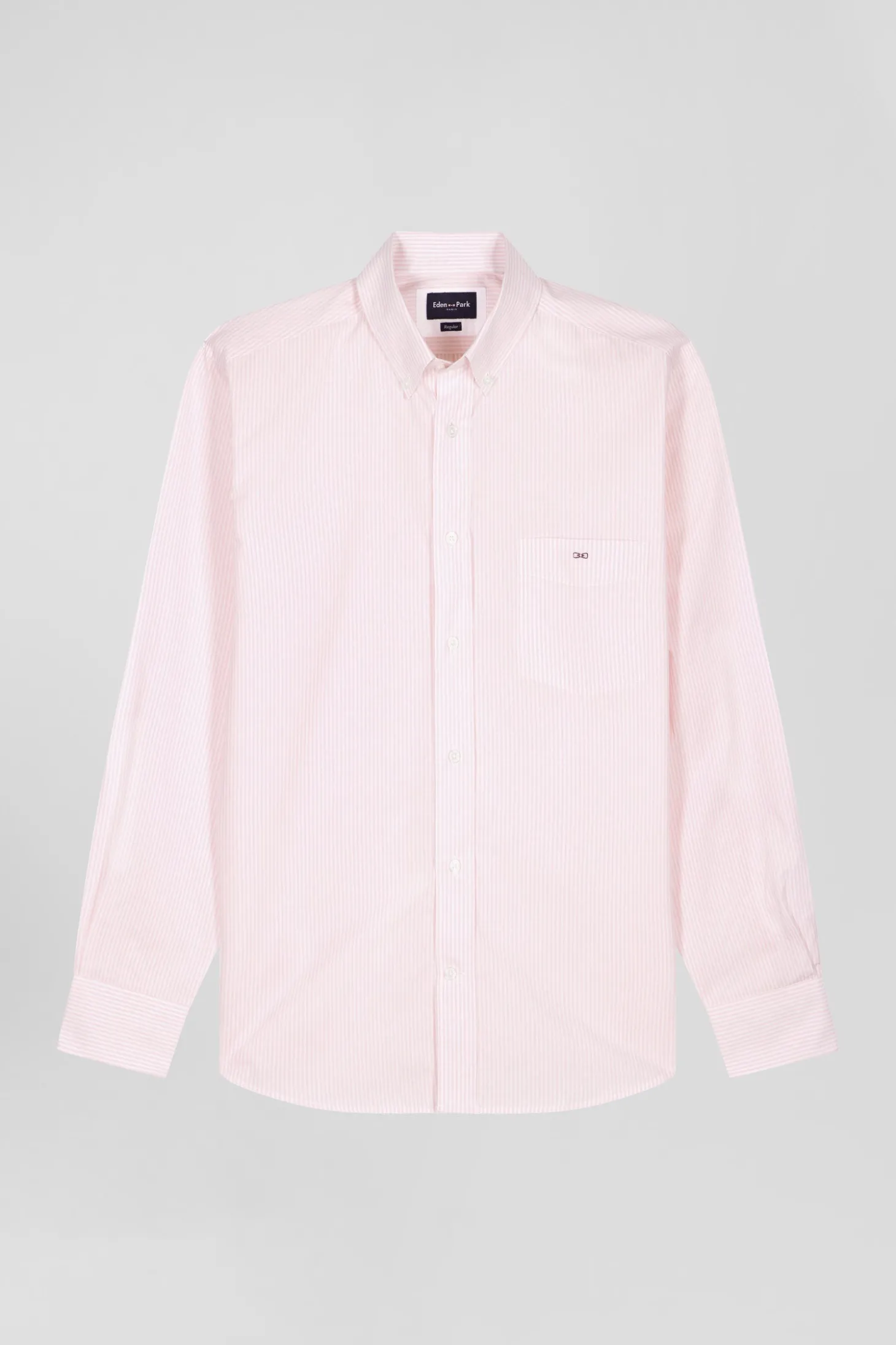 Regular pink striped cotton jacquard shirt