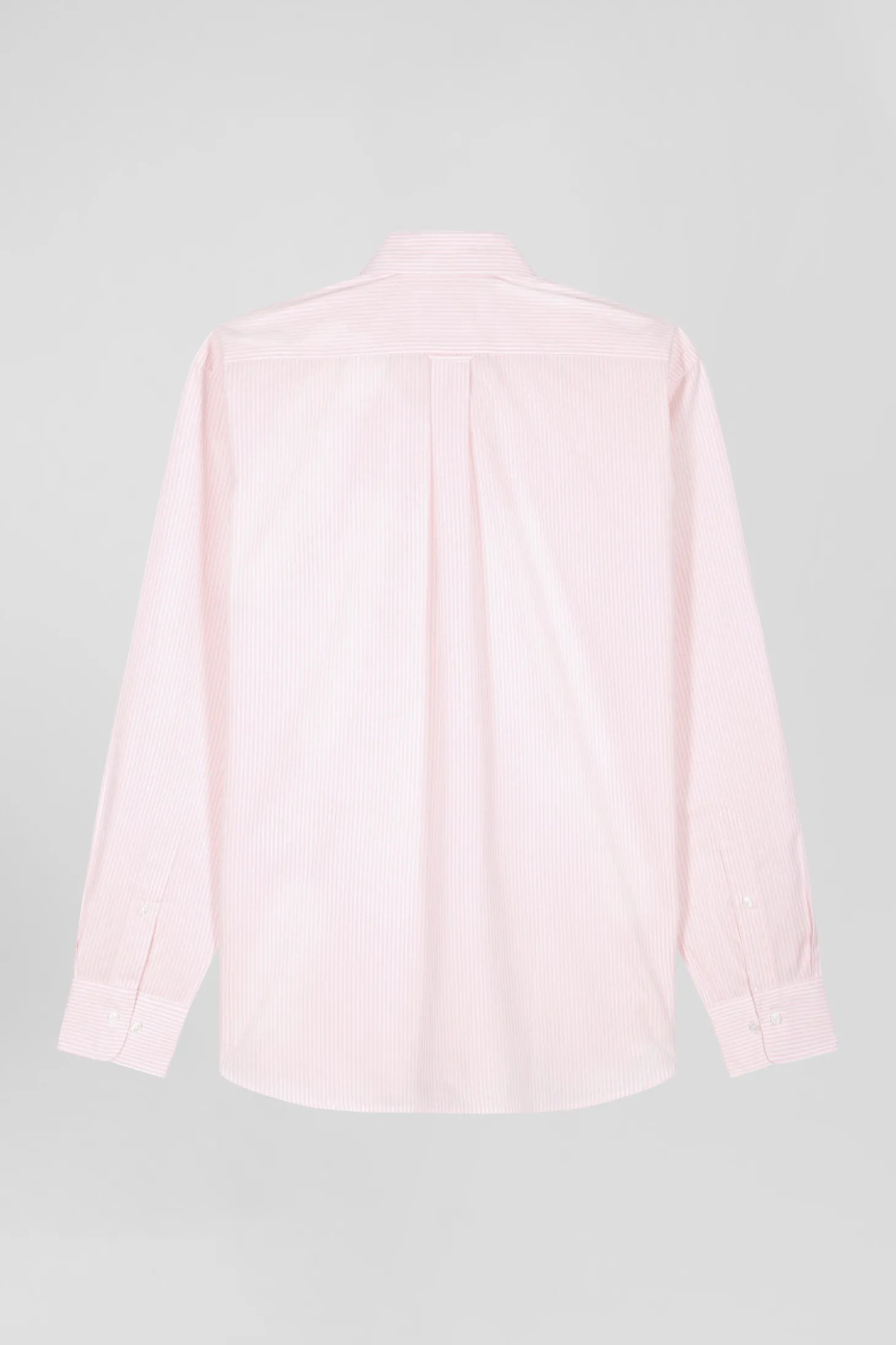 Regular pink striped cotton jacquard shirt