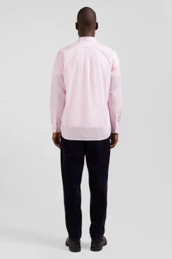 Regular pink striped cotton jacquard shirt
