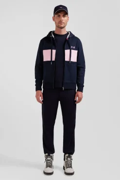 Regular pink zipped cotton hoodie