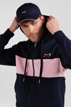 Regular pink zipped cotton hoodie