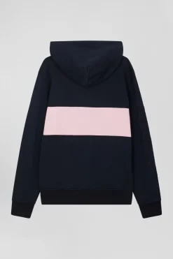 Regular pink zipped cotton hoodie