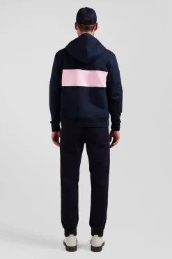 Regular pink zipped cotton hoodie