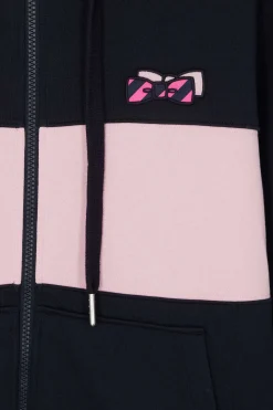Regular pink zipped cotton hoodie