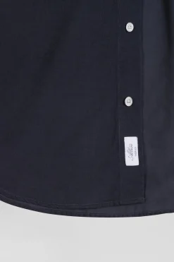 Regular plain anthracite grey cotton shirt with button-down collar and chest pocket