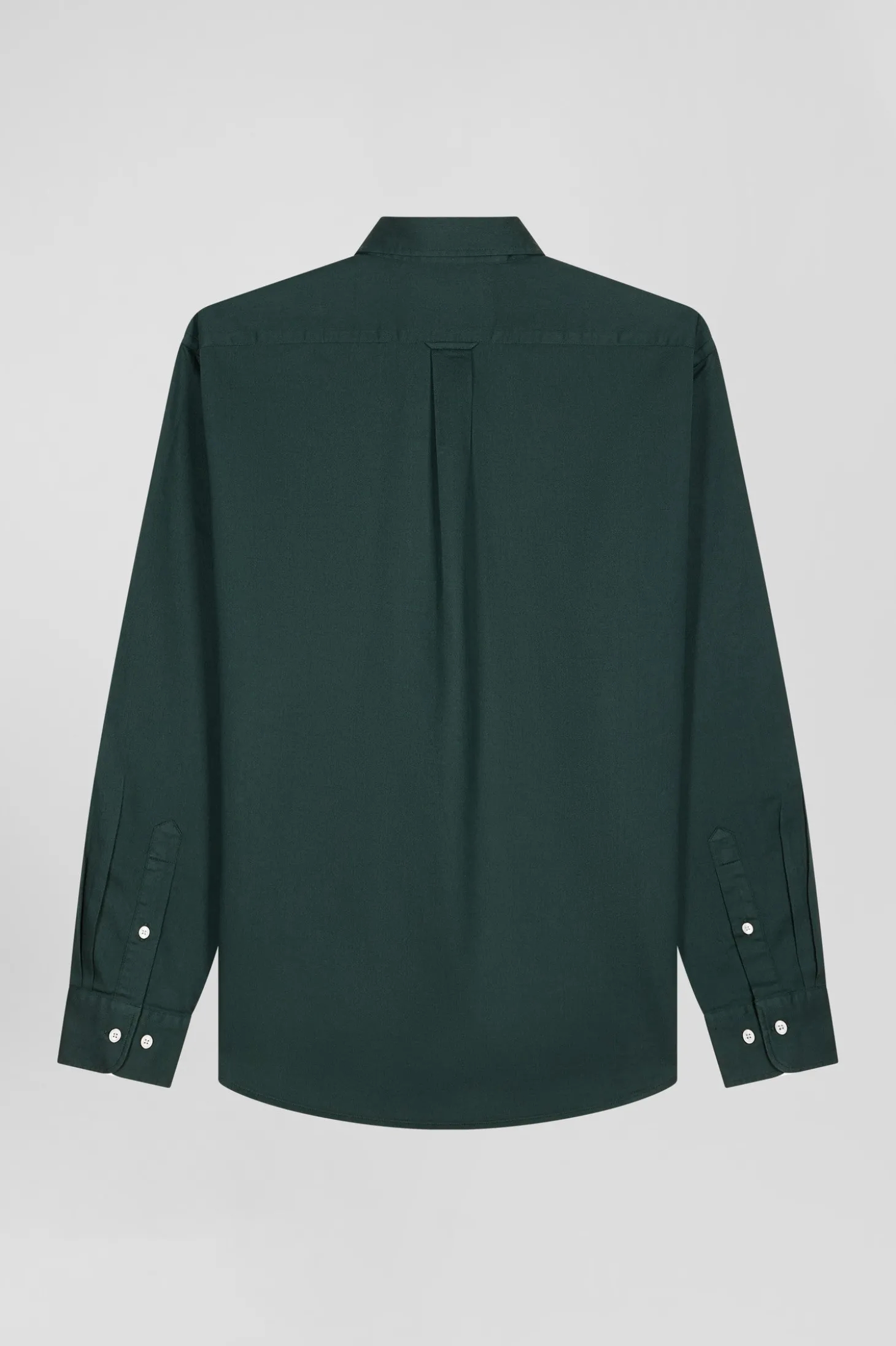 Regular plain green piqué cotton shirt