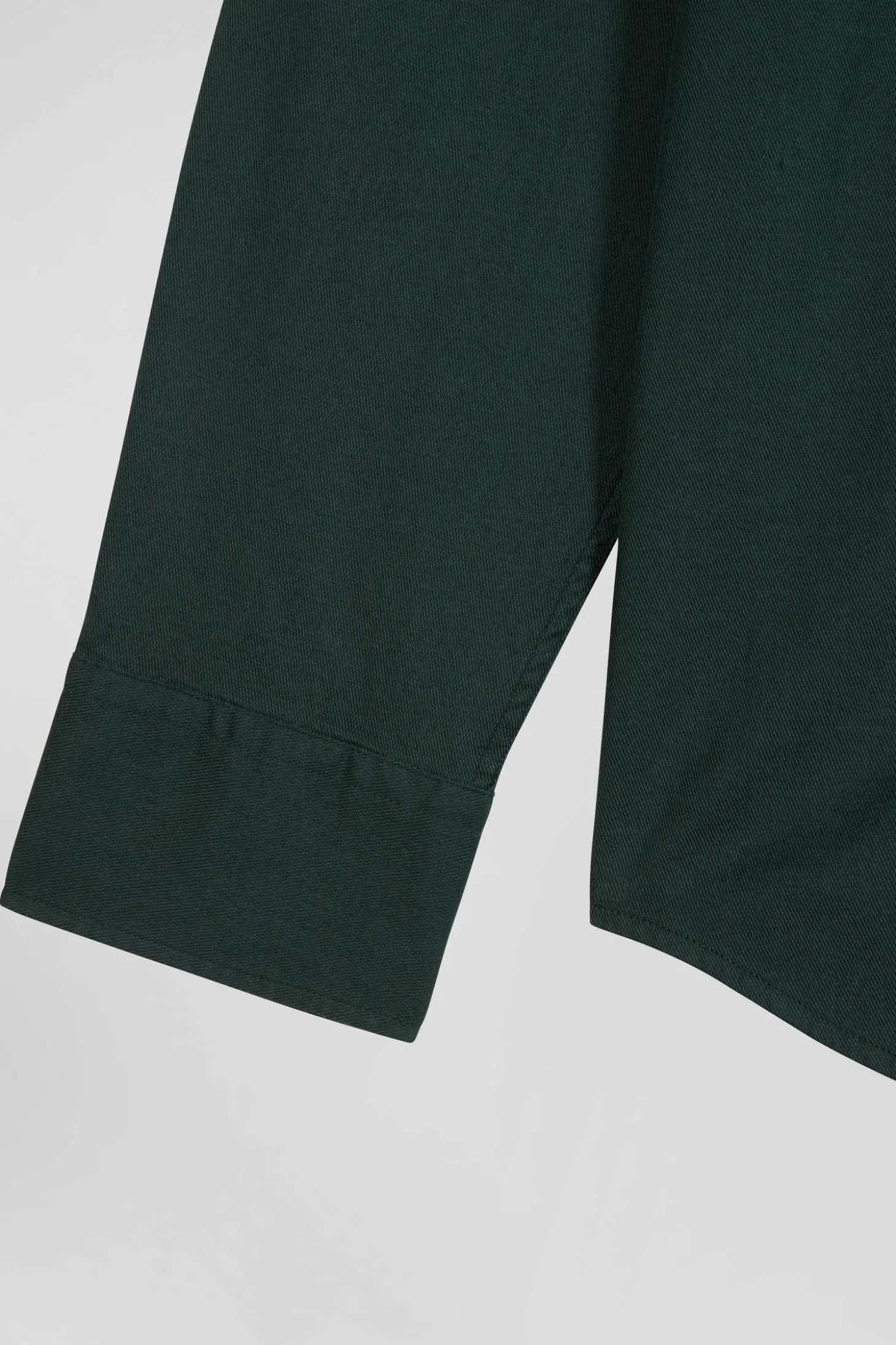 Regular plain green piqué cotton shirt