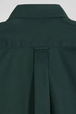 Regular plain green piqué cotton shirt