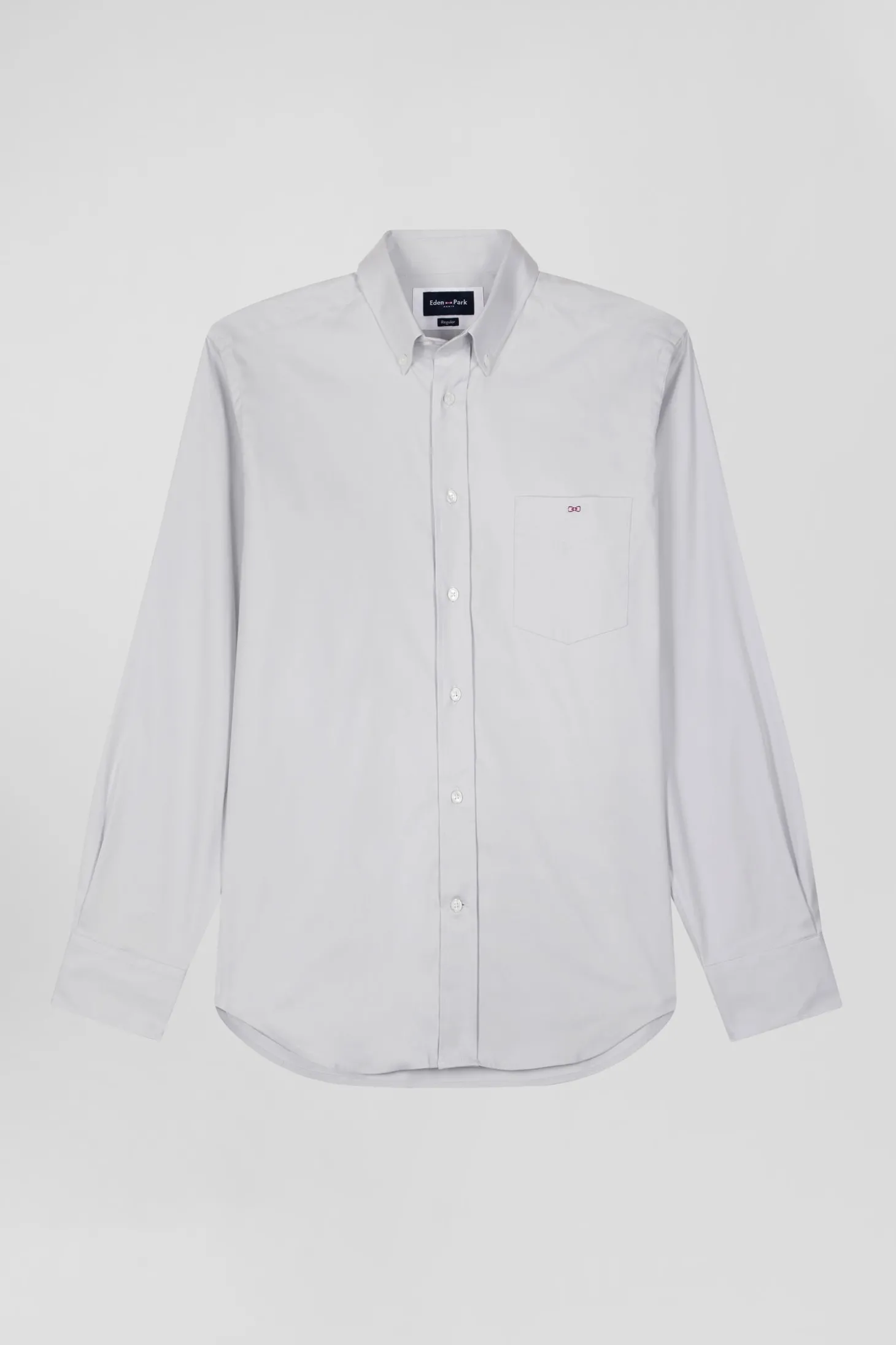 Regular plain grey mixed stretch cotton shirt