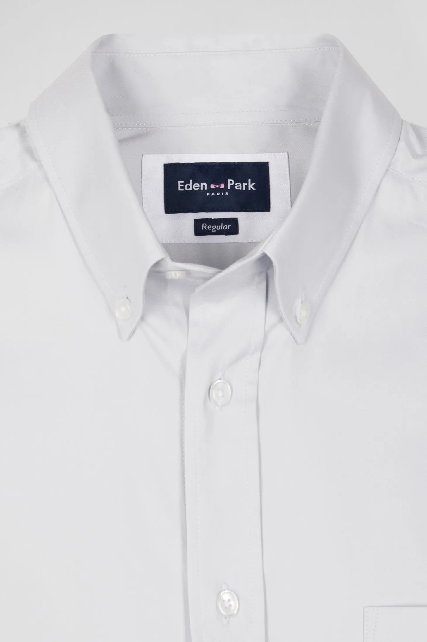 Regular plain grey mixed stretch cotton shirt