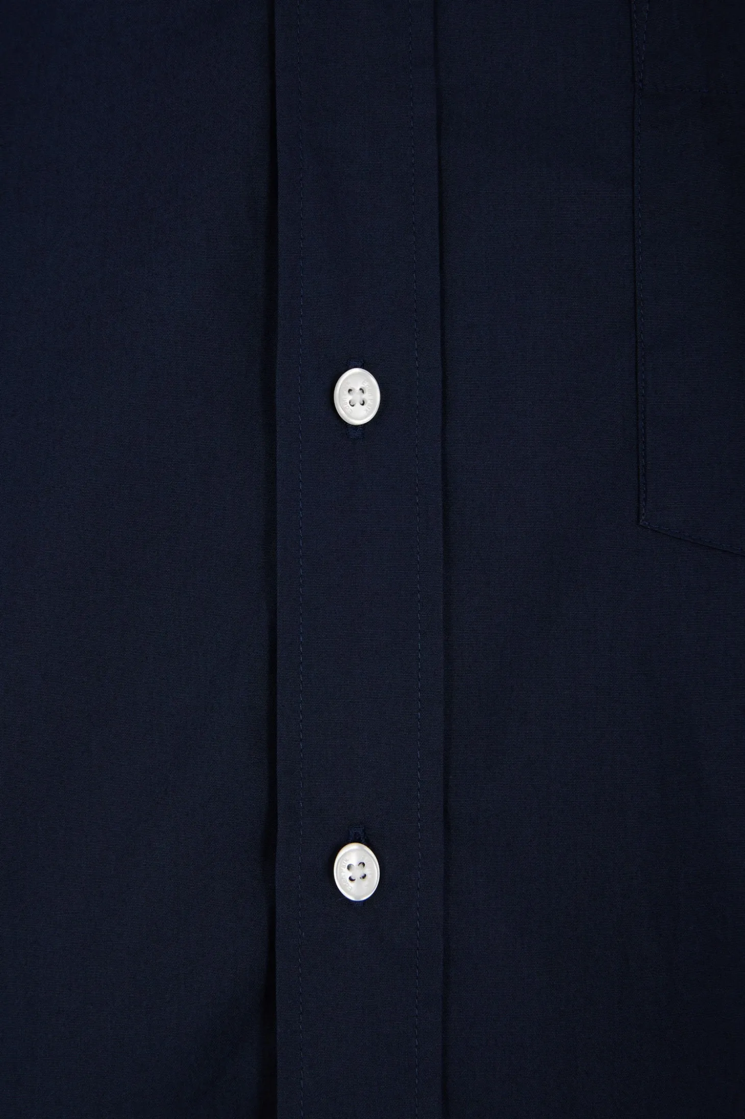 Regular plain navy blue cotton poplin shirt