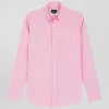 Regular plain pink cotton poplin shirt