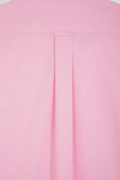 Regular plain pink cotton poplin shirt