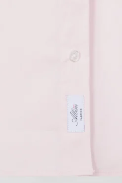 Regular plain pink mixed stretch cotton shirt