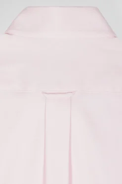 Regular plain pink mixed stretch cotton shirt