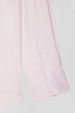 Regular plain pink mixed stretch cotton shirt