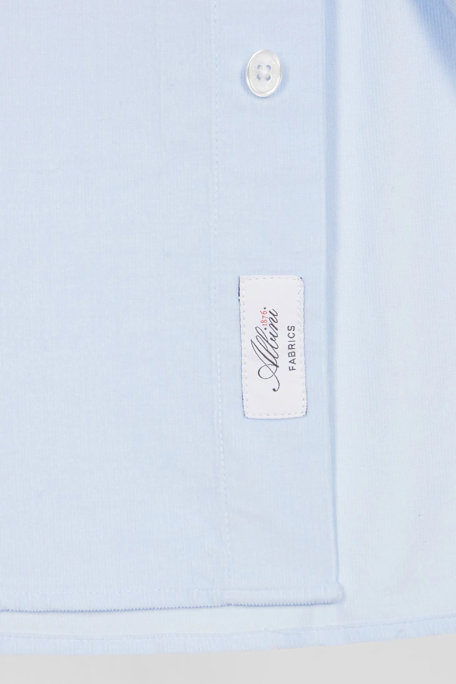 Regular plain sky blue cotton shirt with button-down collar and chest pocket