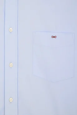 Regular plain sky blue mixed stretch cotton shirt