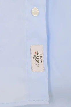 Regular plain sky blue mixed stretch cotton shirt