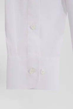Regular plain white cotton poplin shirt
