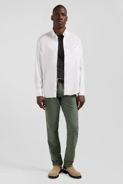 Regular plain white mixed stretch cotton shirt