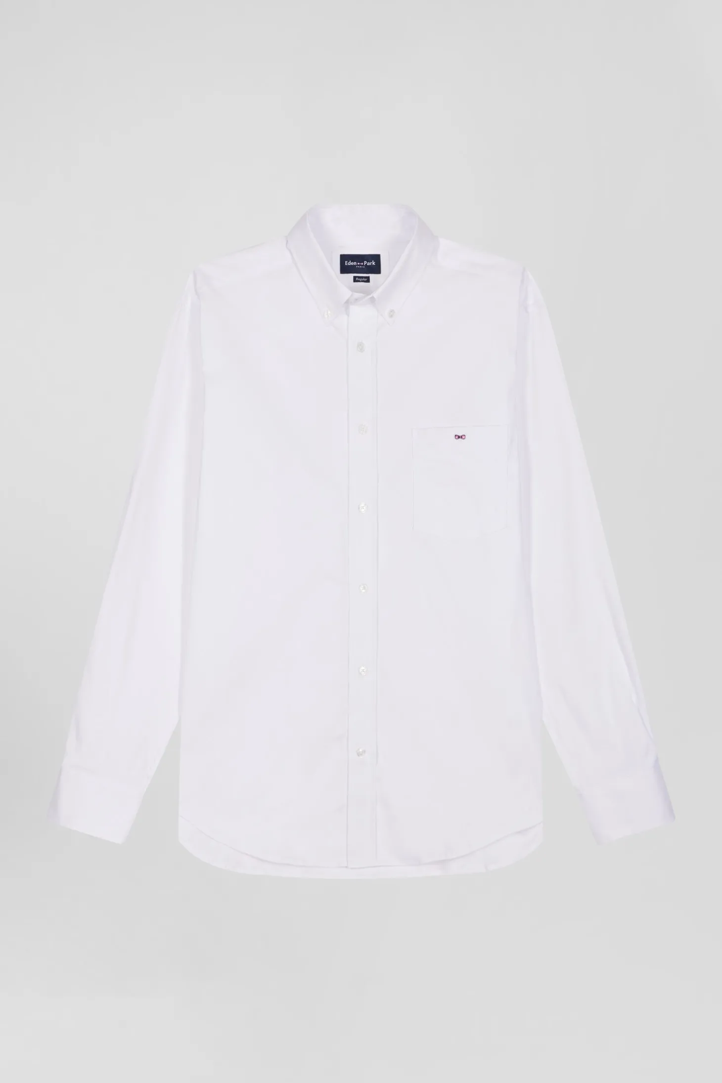 Regular plain white mixed stretch cotton shirt