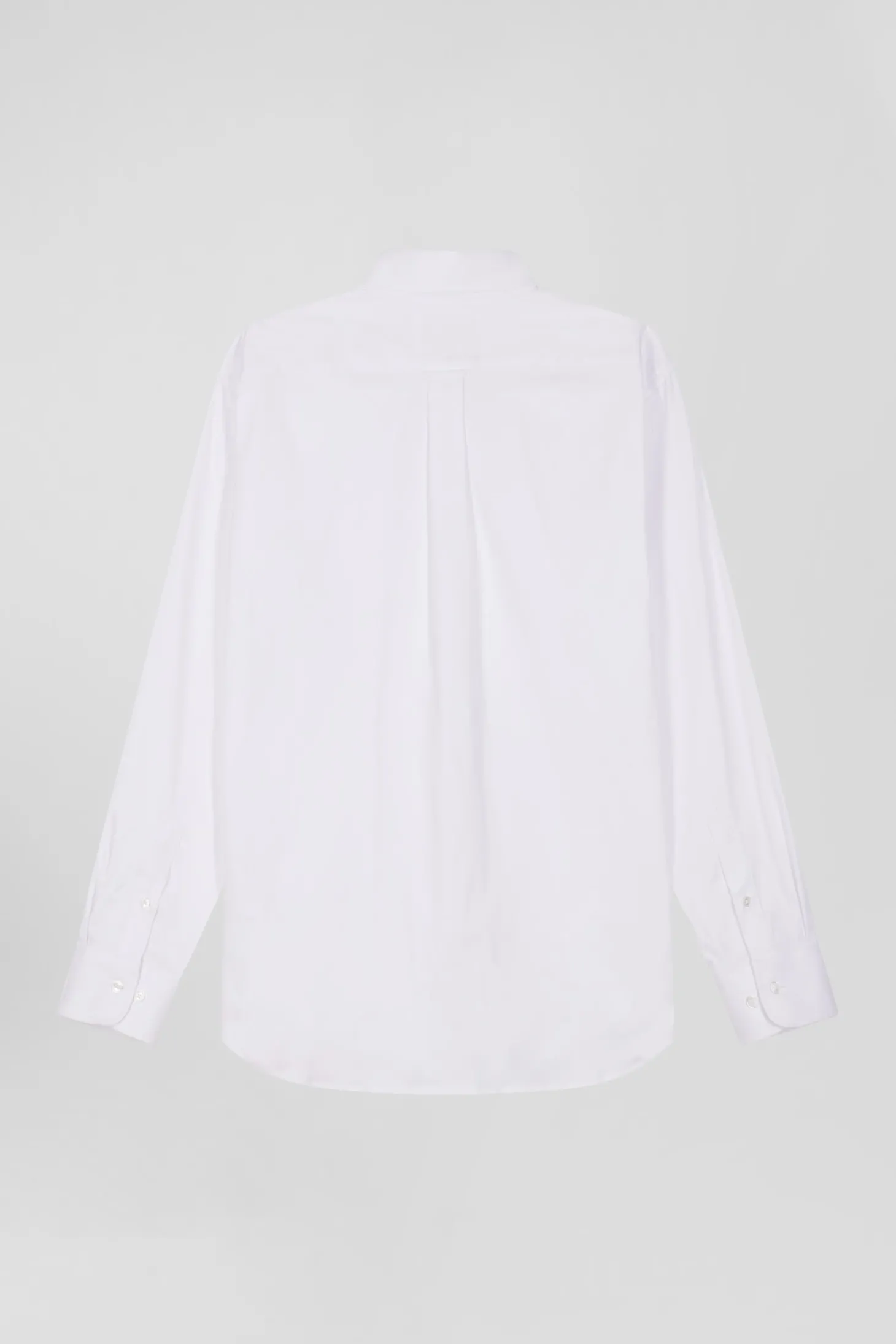 Regular plain white mixed stretch cotton shirt